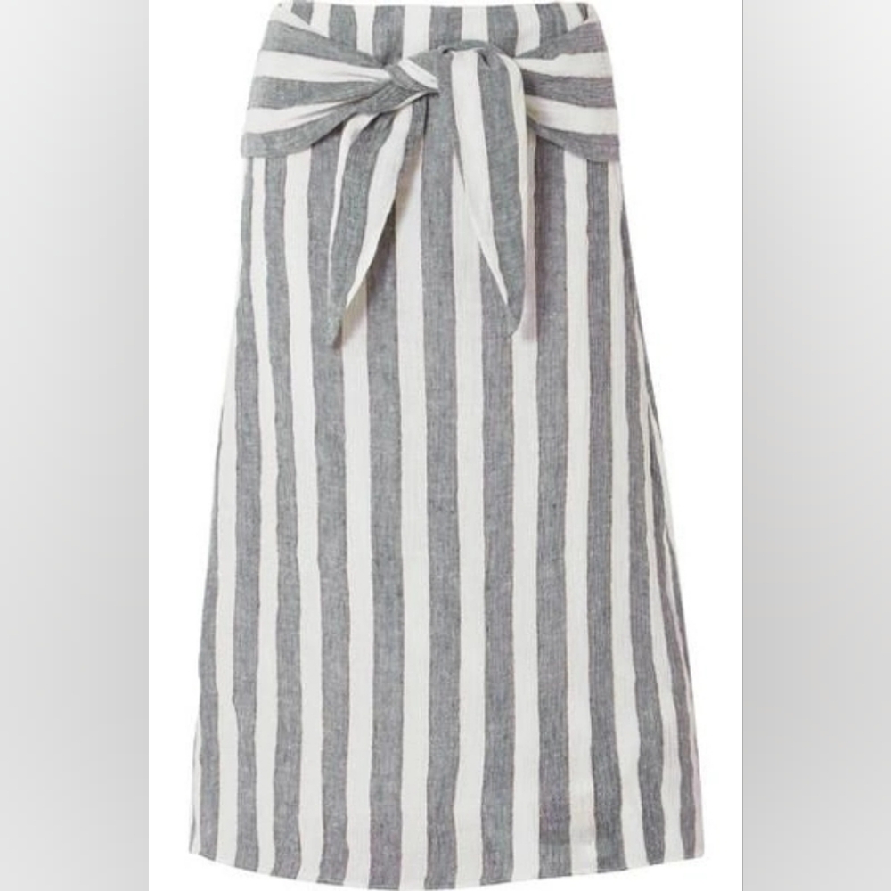 J.Crew Point Sur Nautical Stripe Tie-Waist Linen Skirt 6